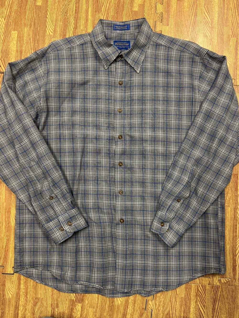 Pendleton Sir Pendleton Men's XL Gray Worsted Wool Button-Up Long Sleeve Shirt